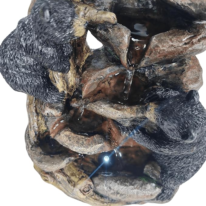 Indoor Desktop Fountain with LED Light – Layered Rock Waterfall, 11.02 x 6.29 x4.33 in, Perfect for Quiet and Relaxing Indoor Decoration - Bloomnest