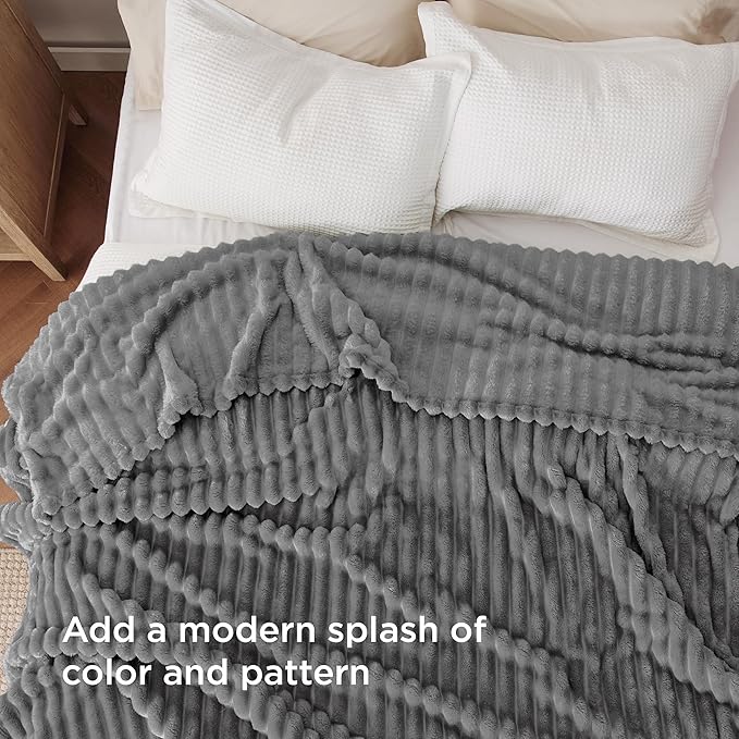 Bedsure GentleSoft Frost Gray Fleece Blanket for Couch - Cozy Soft Blankets for Women, Cute Small Throws for Girls, 90x90 Inches - Bloomnest