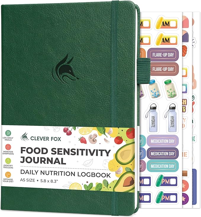 Clever Fox Food Sensitivity Journal – Daily Intolerance & Symptom Log for IBS, Diabetic, Low Fodmap, Elimination Diet – Health Tracker (Forest Green) - Bloomnest