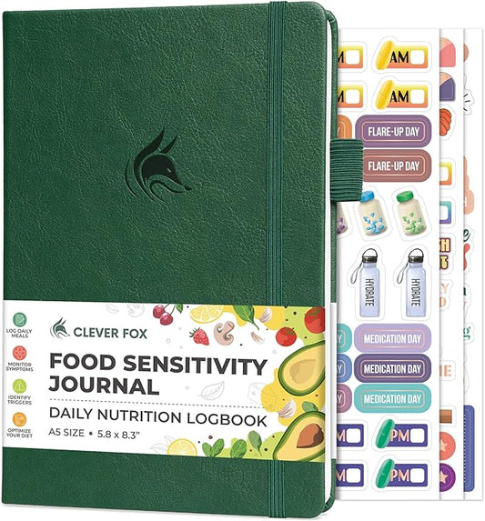 Clever Fox Food Sensitivity Journal – Daily Intolerance & Symptom Log for IBS, Diabetic, Low Fodmap, Elimination Diet – Health Tracker (Forest Green) - Bloomnest