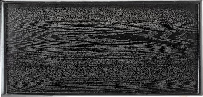 36 x 22 Inches Extra Large Solid Wood Serving Tray for Tea Coffee Table Snack Food Meals Serving Plate Kitchen Party Bar Breakfast Server with Raised Edges Black Wooden Decorative Ottoman Tray - Bloomnest