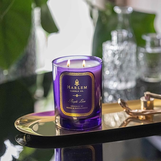 HARLEM CANDLE CO. Purple Love - Luxury Scented Soy Candle, 11 oz - 80-Hour Burn Time | Rose, Sandalwood, Apple and Clove | Scented Candles for Home - Bloomnest