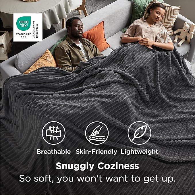 Bedsure GentleSoft Large Fleece Blanket for Bed - Cozy Soft Throw Blankets for Women, Cute Large Throws for Girls, Grey, 120x120 Inches - Bloomnest