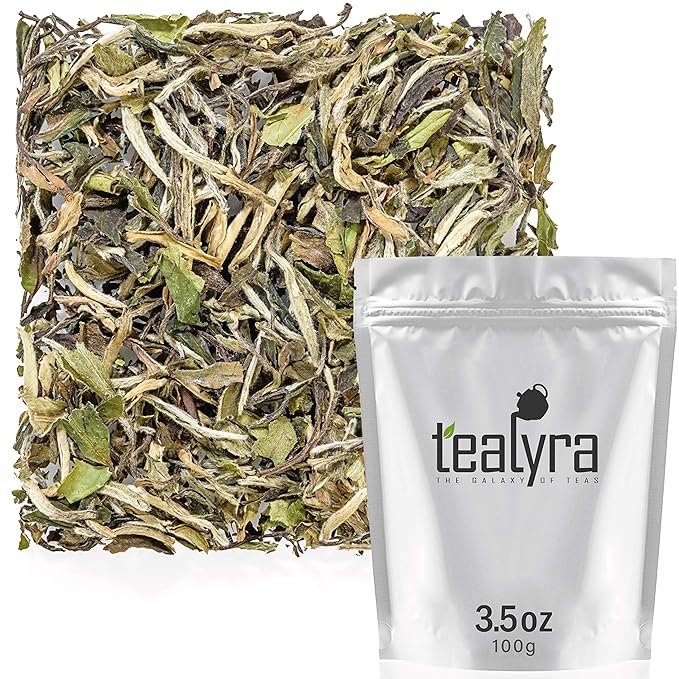 Tealyra - White Peony - Bai Mu Tan White Loose Leaf tea - Premium Chinese White Tea - Caffeine Level Low - 100g (3.5-ounce) - Bloomnest