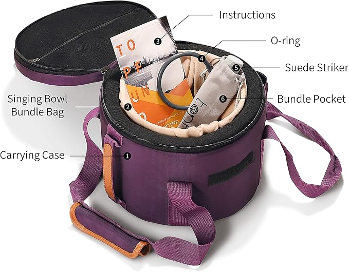 TOPFUND 440 Hz Orange D Note Crystal Singing Bowl Sacral Chakra 10 Inch with Heavy Duty Carrying Case and Suede Mallet