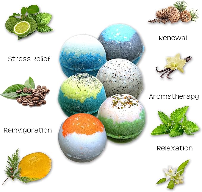 Organic Bath Bombs Gift Set for Men - Vegan Natural Ingredients - Absolutely Safe for Men - Relaxing Epsom, Himalayan, Dead Sea Salts & Essential Oils - Made in The USA