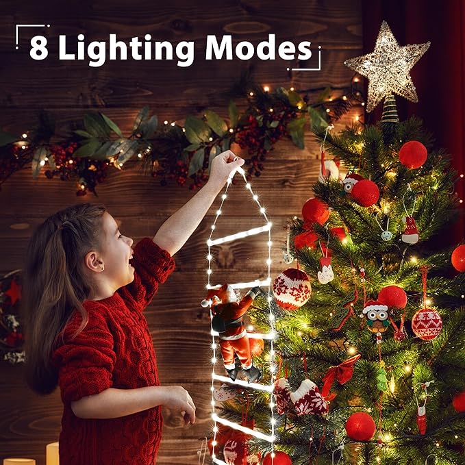 Toodour LED Christmas Light - 2.5FT Christmas Decorative Ladder Lights with Santa Claus, Xmas Decorations Light for Indoor Outdoor, Window, Garden, Home, Wall, Xmas Tree Decor - White - Bloomnest