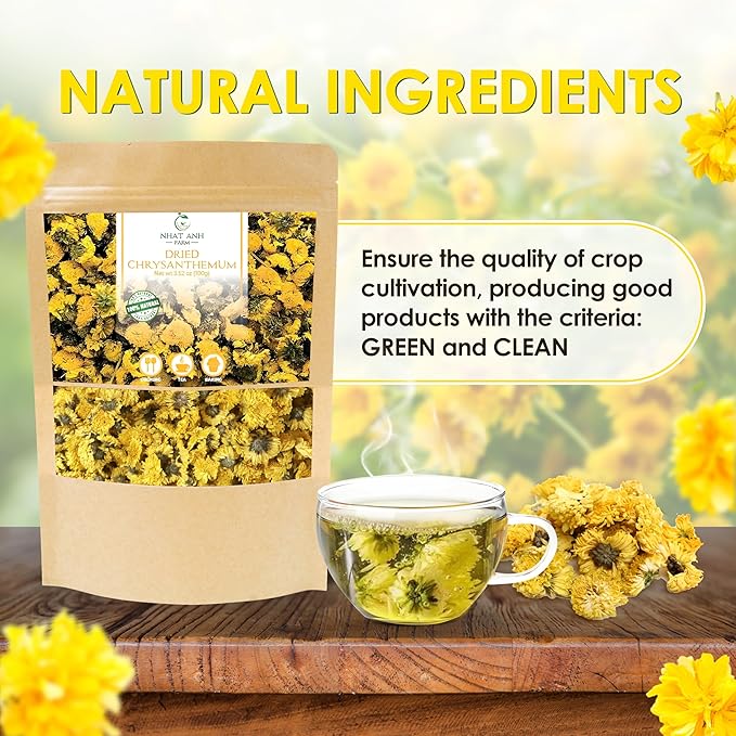 Nhat Anh Farm - Premium Dried Chrysanthemum - 3,5oz(100g) Dried Chrysanthemum Flowers - 100% Natural & Pure - Sugar/Caffeine/Gluten Free. For Making Tea - Bloomnest