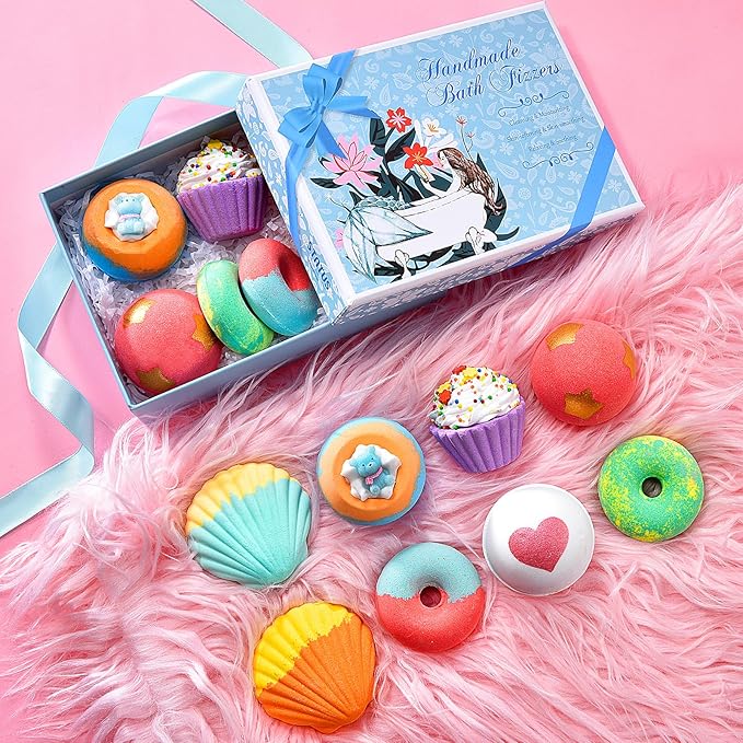 STNTUS INNOVATIONS Bath Bombs, 7 Natural Bath Bomb Gift Set, Bubble Bathbombs for Women Kids, Shea Butter Moisturize, Gifts for Mom Her Girlfriend, Mothers Day Gifts, for Birthday Valentines Christmas - Bloomnest