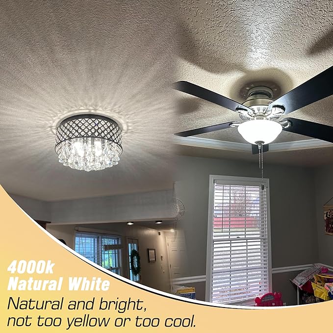 E12 100 Watt Equivalent LED Corn Bulbs 10W 4000K Natural White 1200lm 120V C7 T6 E12 LED Ceiling Fan Light Bulbs for Chandelier Pendant Lighting Candelabra Light Bulbs, Non-dimmable, 4 Pack - Bloomnest