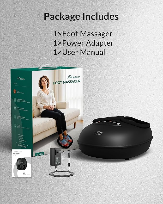 Snailax Shiatsu Foot Massager with Heat, Deep Kneading Rolling Compression Feet Massager for Plantar Fasciitis Neuropathy, 3 Heating Levels,3 Timer Option Fits Size up to 14“ Gifts for Men,Women - Bloomnest