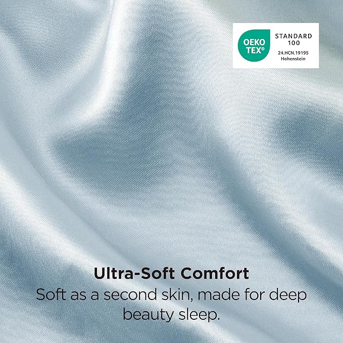 Bedsure Satin Pillowcase 2 Pack Similar to Silk Pillow Cases Standard Size, Pillow Case for Sleeping Women with Envelope Closure, Gifts for Women Men, Stone Blue, 20x26 Inches, 2pcs - Bloomnest