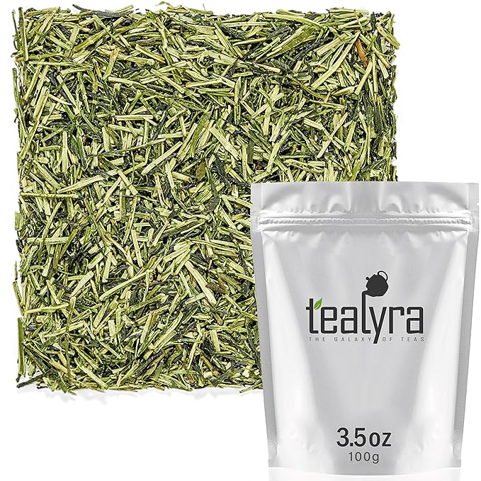 Tealyra - Premium Kukicha Twig Kabuse - Japanese Green tea - Loose Leaf Tea - Mild Slightly Nutty Flavour - High Level of Antioxidants - Caffeine Level Low - 100g - Bloomnest