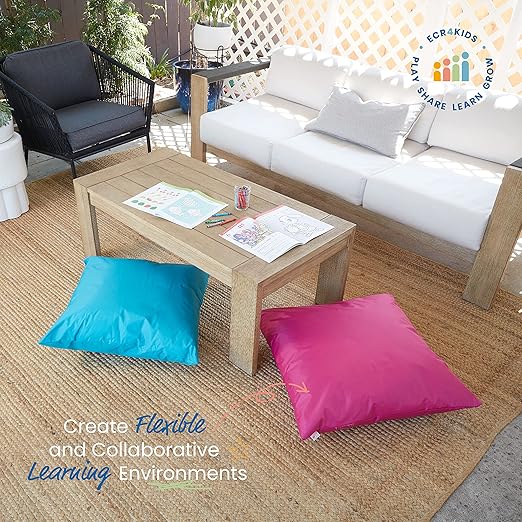 ECR4Kids, 27in Jumbo Floor Pillow, Raspberry - Bloomnest