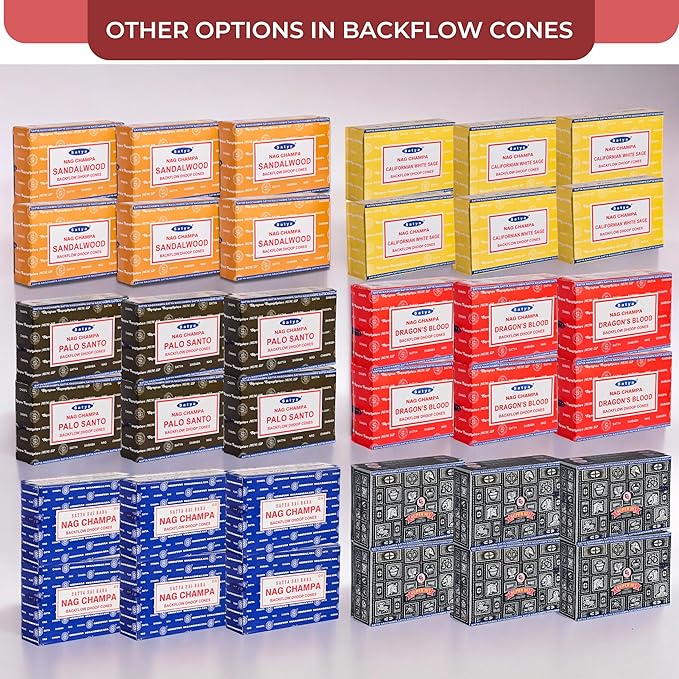Dragon's Blood Backflow Incense Cones for Waterfall Aromatic Smoke Fountain Haze Falls and Mat Bundle - Pack of 6 TRUMIRI