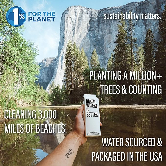 Boxed Water 16.9 oz. (12 Pack) – Purified Drinking Water in Plant-Based Cartons – BPA-Free, Refillable, Reusable – More Sustainable than Premium Plastic Bottles - Bloomnest