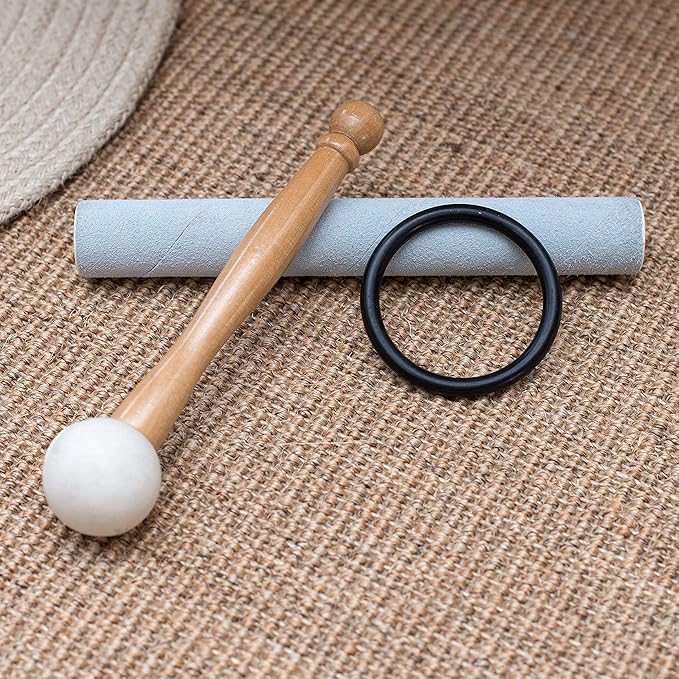 Leize Lotus Design Quartz Crystal Singing Bowl F Note 432 hz Heart Chakra White 10" with Heavy Duty Carrying Case Suede Striker