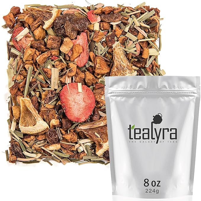 Tealyra - Lovely Lemongrass - Strawberry - Orange - Fruity Herbal Loose Leaf Tea - Hot and Iced Drink - Vitamins and Antioxidants Rich - Caffeine Free - All Natural - 222g (8-ounce) - Bloomnest