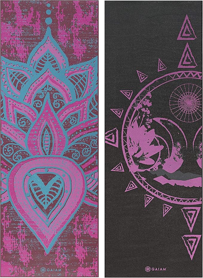 Gaiam Yoga Mat - Premium 6mm Print Reversible Extra Thick Non Slip Exercise & Fitness Mat for All Types of Yoga, Pilates & Floor Workouts (68" x 24" x 6mm Thick)