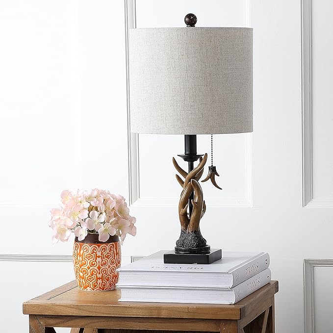 Jonathan Y JYL1031A Gaston 20.5" Resin Mini LED Table Lamp, Farmhouse, Traditional, Cottage, Rustic, Office, Living Room, Family Room, Dining Room, Bedroom, Hallway, Foyer, Brown - Bloomnest