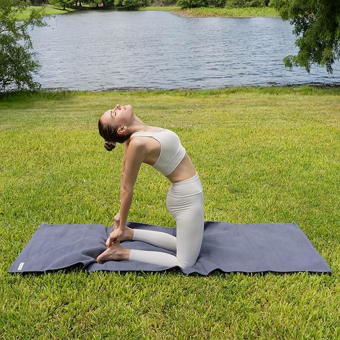 Live Well 360 Handmade Organic Cotton Yoga Mat - Non-Toxic, Chemical-free and All Natural Cloth Yoga Mat - Exercise, Workout, & Fitness Rug - Woven Material - Absorbent & Washable - 78" x 27" - Bloomnest