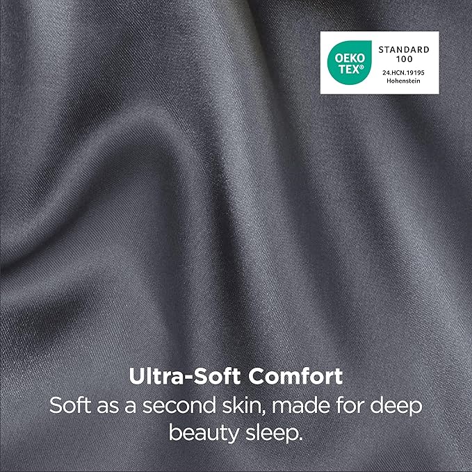 Bedsure Satin Pillowcase 2 Pack Similar to Silk Pillow Cases Standard Size, Pillow Case for Sleeping Women with Envelope Closure, Gifts for Women Men, Space Grey, 20x26 Inches - Bloomnest