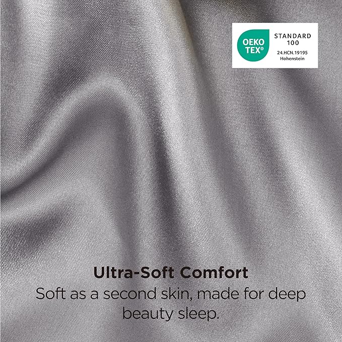 Bedsure King Size Satin Pillowcase Set of 2 - Dark Grey Pillow Covers for Hair and Skin with Envelope Closure, Similar to Silk Pillow Cases, Gifts for Women Men, 20x36 Inches, 2pcs - Bloomnest
