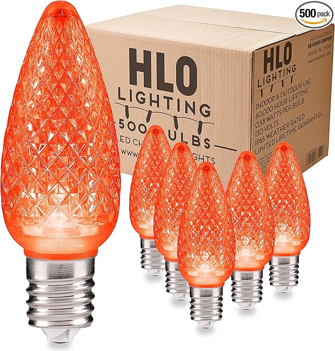 HLO Lighting Set of 500 Orange C9 Faceted LED Christmas Light Bulbs for Indoor & Outdoor Use | Durable Replacement Bulbs - Bloomnest