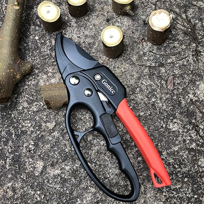 gonicc 8" Professional Ratchet Anvil Pruning Shears (GPPS-1011), Ratcheting Mechanism, Anvil groove design, Reinforced Design Handle, Garden Shears Clippers, Anvil Pruner, Hand Tools Scissors Loppers - Bloomnest