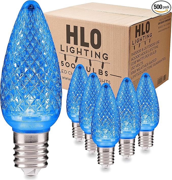 HLO Lighting Set of 500 Blue C9 Faceted LED Christmas Light Bulbs for Indoor & Outdoor Use | Durable Replacement Bulbs - Bloomnest