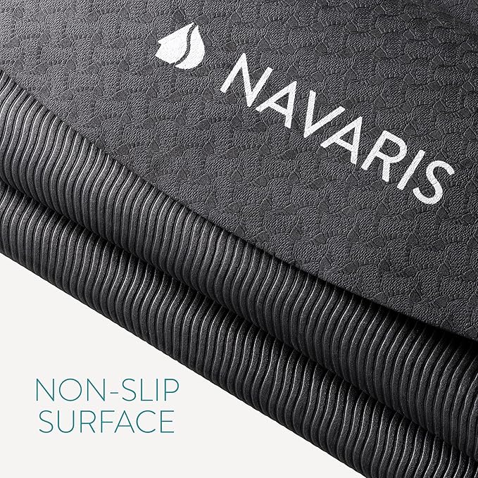 Navaris Round Yoga Mat - 47" Diameter Circular Exercise Mat 1/4" Thick - Non-Slip Mat for Cardio, Workout, Fitness, Tai Chi, Meditation - Size Small - Bloomnest