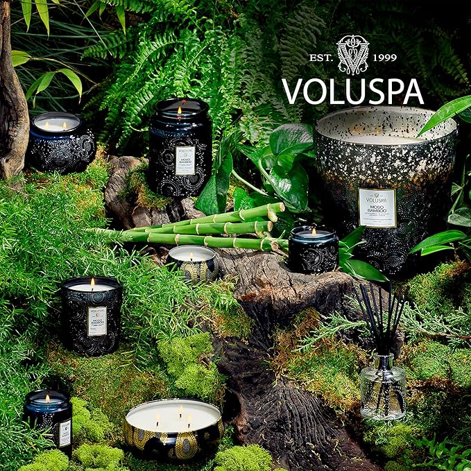 Voluspa Moso Bamboo Scented Reed Diffuser, 3.4 oz, Luxury Bamboo Diffuser, Oil Reed Diffusers for Home, Handcrafted in the USA Voluspa