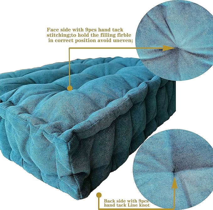 Verpert Floor Pillow 25x25 Inch, Square Meditation Cushion Floor Seating for Adults, Oversized Tufted seat Cushion Reading Nook for Kids, Yoga Meditation Pillow for Sitting on Floor (Turquoise)