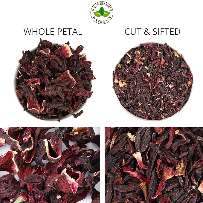 Hibiscus Tea 1LB (16Oz) 100% CERTIFIED Organic Hibiscus Flowers Herbal Tea (WHOLE PETALS), Caffeine Free in 1 lbs. Bulk Resealable BPA-free Bags from U.S. Wellness - Bloomnest