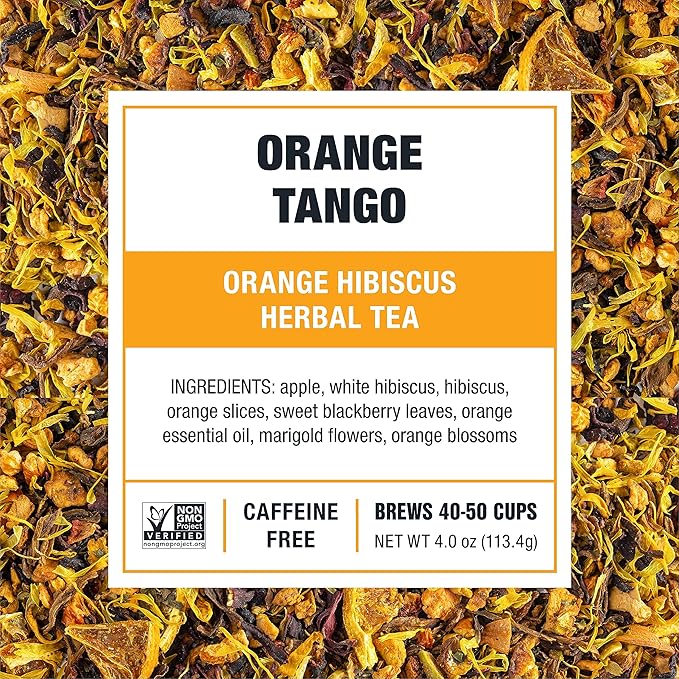 Tiesta Tea - Orange Tango, Loose Leaf, Orange Hibiscus Herbal Tea, Premium Non-Caffeinated Fruit Blend, Makes Hot or Iced & Up to 50 Cups, 4oz Refillable Tin - Bloomnest