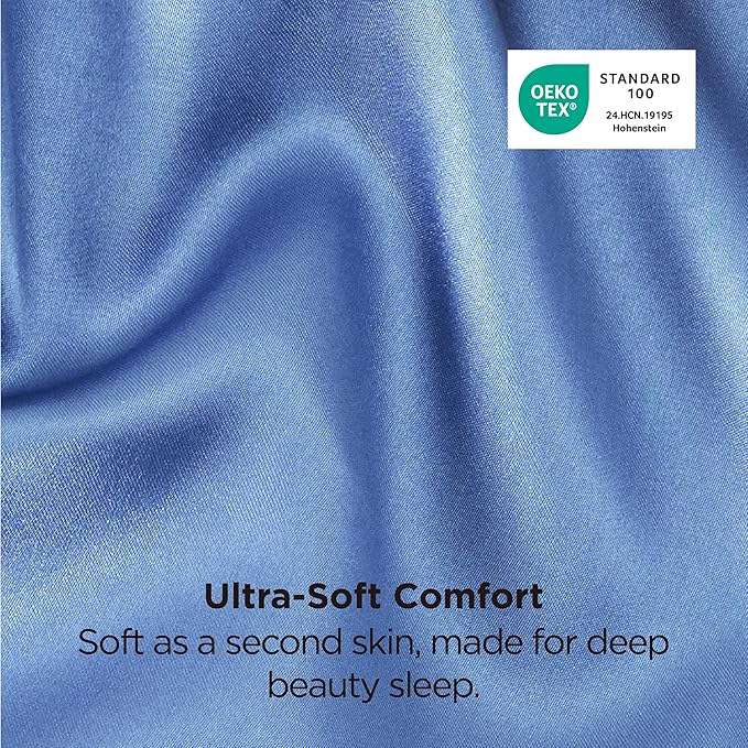 Bedsure Satin Pillowcase 2 Pack Similar to Silk Pillow Cases Standard Size, Pillow Case for Sleeping Women with Envelope Closure, Gifts for Women Men, Sky Blue, 20x26 Inches, 2pcs - Bloomnest