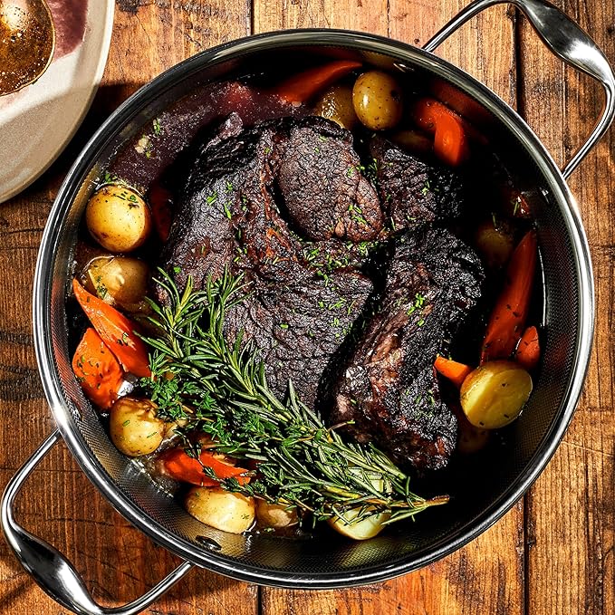 HexClad Hybrid Nonstick 5-Quart Dutch Oven with Stainless Steel Lid, Stay-Cool Handles, Dishwasher-Friendly, Oven-Safe Up to 900°F, Induction Ready, Compatible with All Cooktops - Bloomnest