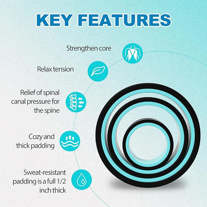 Furnhome Back Roller - Back Wheel for Deep Tissue Massage,Yoga Wheel for Back Pain & Stretching- Comfy Deep Tissue Massage Roller (3-Pack) - Bloomnest
