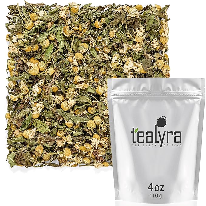 Tealyra - Chamomile and Spearmint - Herbal Loose Leaf Tea - Calming and Relaxing Tea - Caffeine-Free - 100% Natural Ingredients - 110g (4-ounce) - Bloomnest