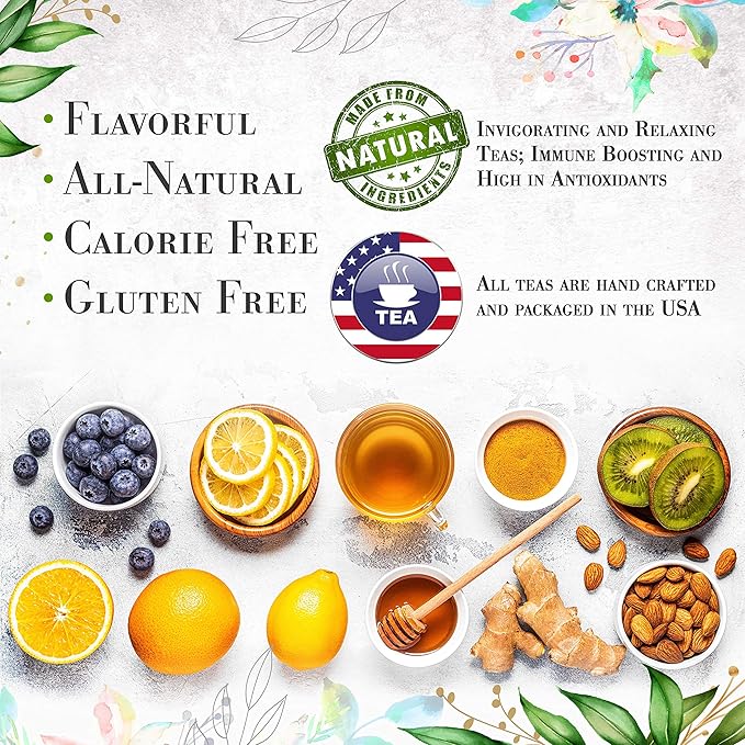 Lemon Lavender Green Tea by La Tea Dah, Antioxidant Rich Tea Made with Lightly Caffeinated Green Tea Leaves, Lemongrass, & Lavender Flowers, Floral Tea Gift Collection (12 Sachets) - Bloomnest