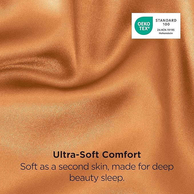 Bedsure Satin Pillowcases, Similar to Silk Pillow Cases Queen Size Set of 2, Pillow Case for Sleeping Women with Envelope Closure, Gifts for Women Men, Orange, 20x30 Inches, 2pcs - Bloomnest