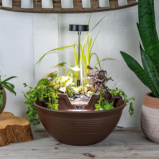 Aquascape AquaGarden Tabletop Desktop Fountain Kit with Waterfall, Meditation, Relaxation, Mocha - Bloomnest