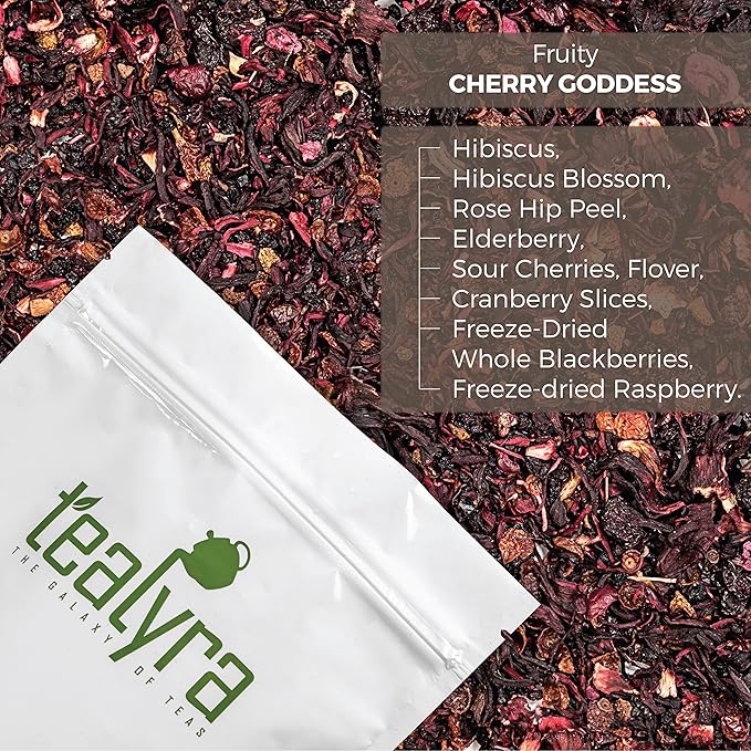 Tealyra - Cherry Goddess - Fruity Herbal Loose Leaf Tea - Caffeine-Free - Vitamin Rich - Hot and Iced - All Natural - 110g (4-ounce) - Bloomnest