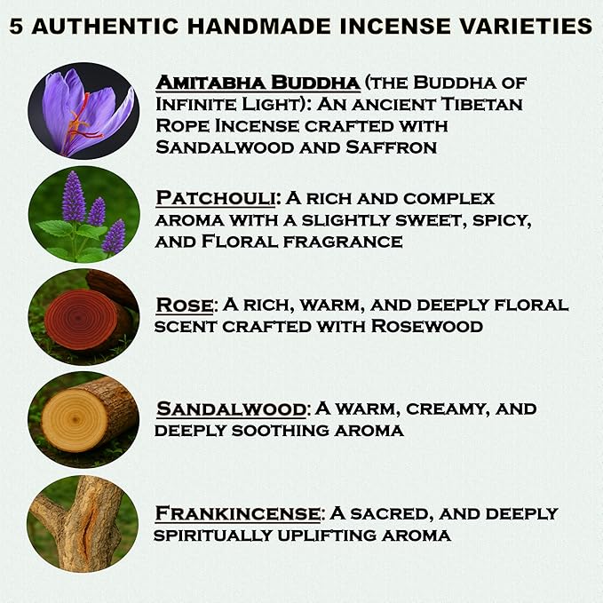 Meditation Accessories Gift Set With Guide: 4.5" Tibetan Singing Bowl Set,150 pcs Handmade Incense Variety Pack: Frankincense, Patchouli, Amitabha Buddha, Rose, Sandalwood, With Incense Holder - Bloomnest