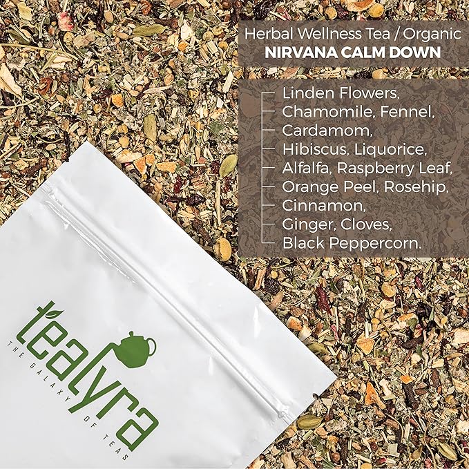 Tealyra - Calm Down - Nirvana - Chamomile Ginger Hibiscus - Wellness and Relaxing Herbal Loose Leaf Tea - Detox Tea - Caffeine-Free - All Natural - 110g (4-ounce) - Bloomnest