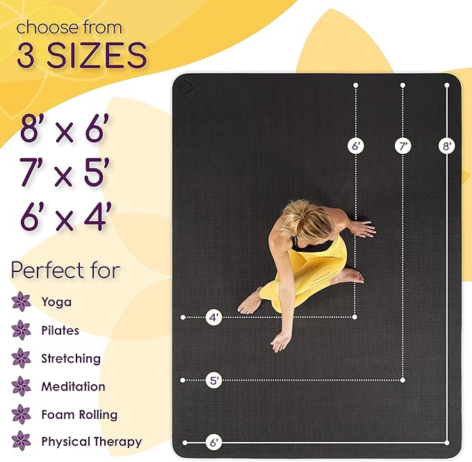 Large Yoga Mat 6'x4'x8mm Extra Thick, Durable, Eco-Friendly, Non-Slip & Odorless Barefoot Exercise and Premium Fitness Home Gym Flooring Mat by ActiveGear - Bloomnest