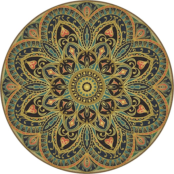 Knsbk Large Round Yoga Mat 4.6'X3.5mm for Exercise Premium Extra Thick, Ultra Comfortable, Non Slip, Meditation Mat - Bloomnest