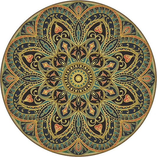 Knsbk Large Round Yoga Mat 4.6'X3.5mm for Exercise Premium Extra Thick, Ultra Comfortable, Non Slip, Meditation Mat - Bloomnest