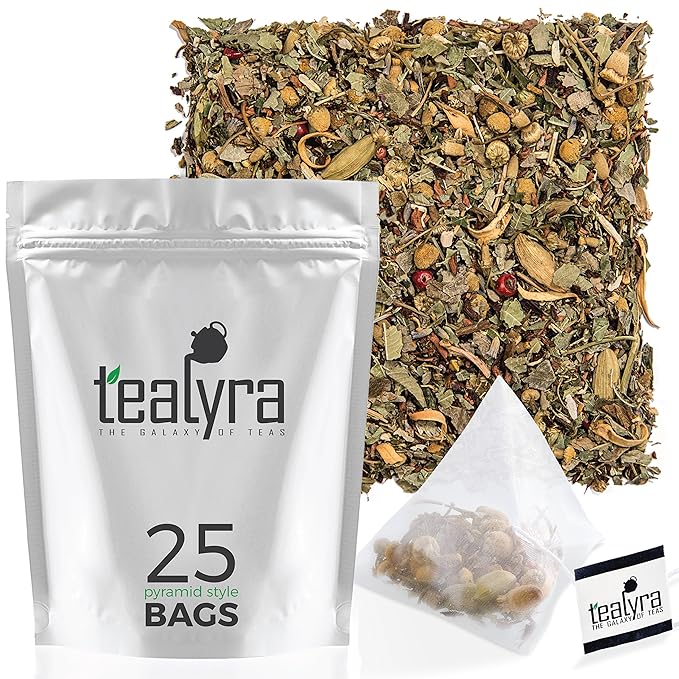 Tealyra - Tranquil Dream - 25 Bags - Chamomile Honeybush Lavender - Calming - Relaxing - Herbal Loose Leaf Tea - Caffeine-Free - Pyramids Style Sachets - Bloomnest
