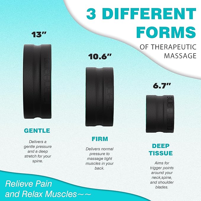 Furnhome Back Roller - Back Wheel for Deep Tissue Massage,Yoga Wheel for Back Pain & Stretching- Comfy Deep Tissue Massage Roller (3-Pack) - Bloomnest